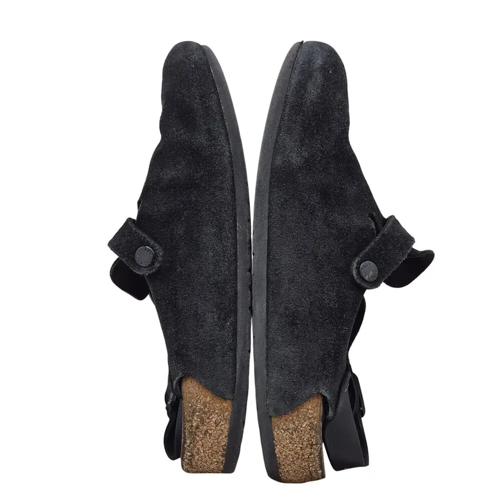 Birkenstock Tokio Suede Leather Black Sandals Soft footbed Men's 43 US 10-10.5